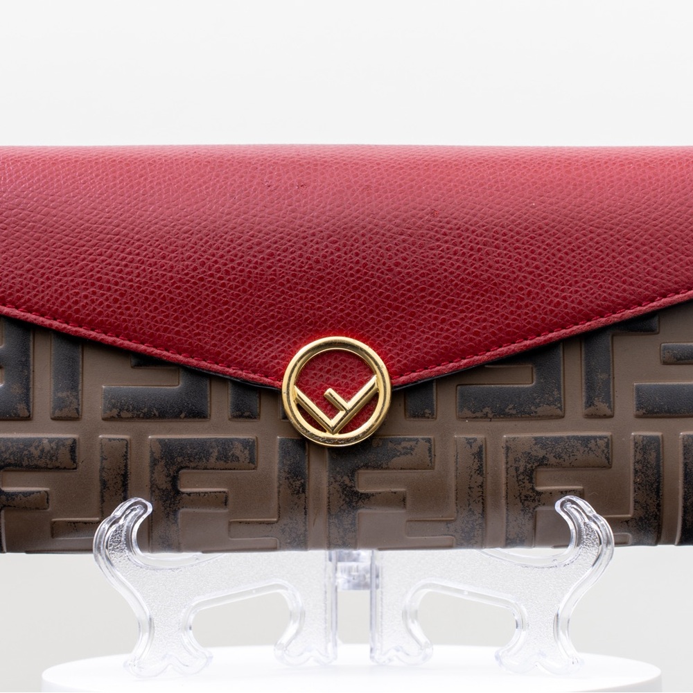 FENDI Zucca Leather Long Bifold Wallet